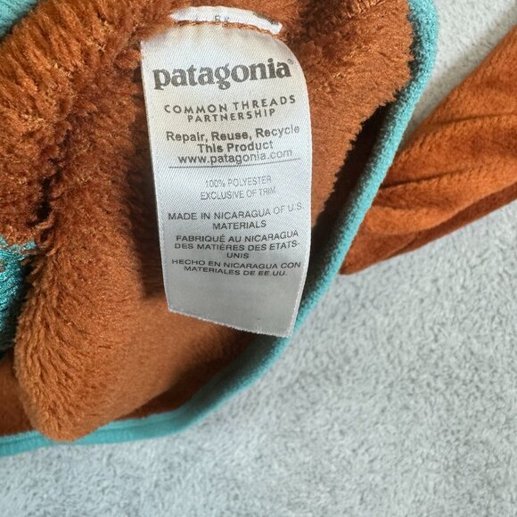Patagonia Synchilla Snap-T Pullover Fleece Shirt Jacket Burnt Orange Aqua Size M - Picture 12 of 13